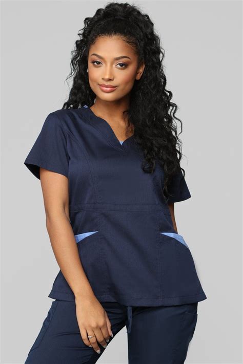 navy blue scrubs.